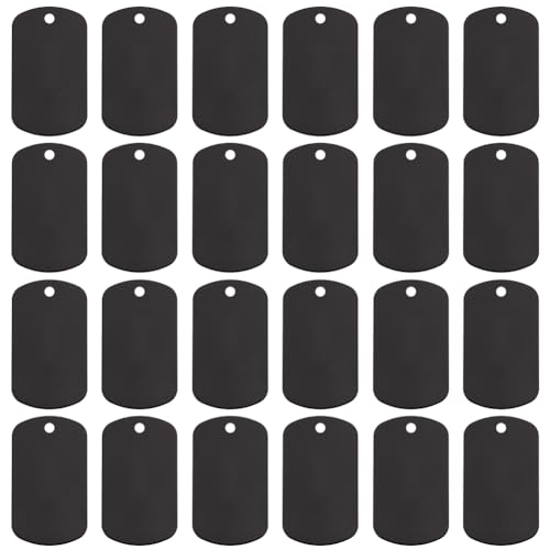 BENECREAT 100pcs Aluminum Stamping Blanks, Rectangle Stamping Tag Blank Black Dog Tag Laser Engraved Tags for Necklace Bracelet, DIY Keychains, Pets Tags Project, 2x1