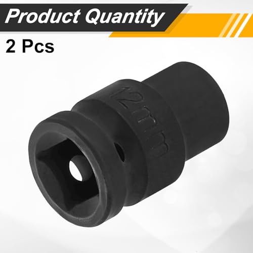Image of HARFINGTON 2pcs 1 /2 inch Drive x 12mm Shallow Impact Socket 12-Point Metric CR-V Steel Spindle Nut Impact Flip Sleeve for Home Auto Nuts Bolts Repair