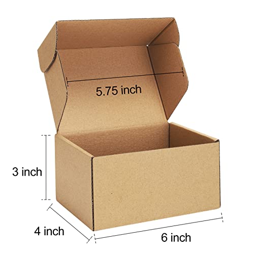 Poever Shipping Boxes 6X4X3 Inches Small Mailing Boxes 25 Pack Brown Cardboard Corrugated Box Mailers thumb #1