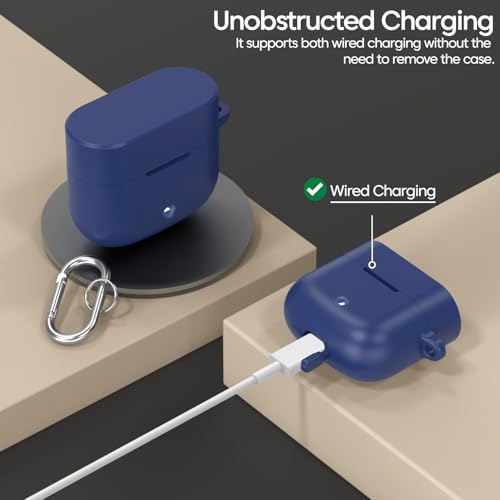 Image of Sounce Silicone Case Cover for Boat Airdopes 91 Prime, Soft Protective Shockproof Shell with Anti-Loss Keychain Clip, Dustproof and Scratch-Resistant Design, Secure Fit with Protection, (Blue)