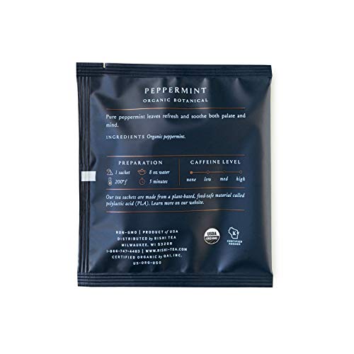 Rishi Tea Peppermint Herbal Tea | Immune & Sleep Support, Usda Certified Organic, Fair Trade, Caffeine-Free, Soothing & Comforting | 50 Sachet Tea Bags #TOP1