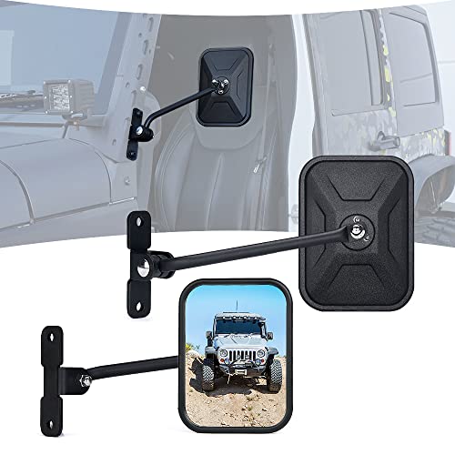 lupar Jeep Door Off Mirrors Compatible With Jeep Wrangler JK TJ YJ 2007-2018 Jeep Wangler Side Mirrors with Doors Off Doorless Mirrors Side View Mirrors Doors Hinge Mirrors - 2 Pack