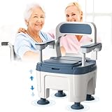 Sedia WC regolabile in altezza con schienale morbido, sedia da doccia imbottita, seduta extra larga 47 cm, pieghevole, leggera, per anziani e anziani, uso domestico