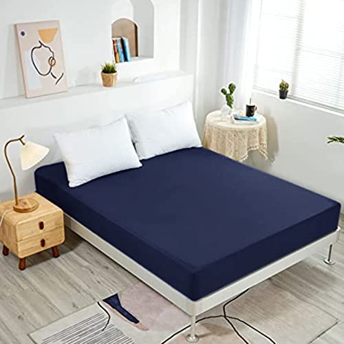 NHNHN Fitted Sheet-Deep Pockets-Soft Microfiber-Easy Care-Shrinkage and Fade Resistant-Fitted Sheets Full Size for Girl Woman Teens Kids-Only 1 Fitted Sheet (Full, Navy)