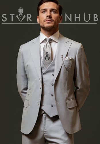 Men's Suit 3 Piece Slim Fit Double Breasted for Men Formal Business Tuxedo Set Wedding Groom Jacket Vest Pants3