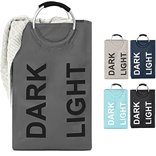 RECYCO Large Double Laundry Basket 80L, Foldable Laundry Hamper with Soft Handles, Portable Collapsible Laundry Bag Storage Basket for Bathroom, Bedroom, Laundry Room, Closet (Dark Grey)