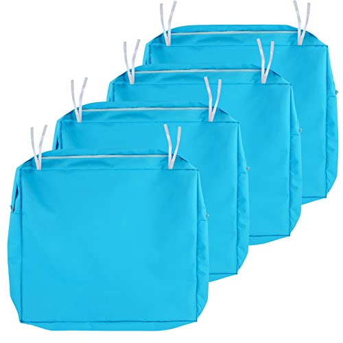 Nettypro Patio Cushion Covers Replacement Set 4 Water Repellent Uv Resistant Outdoor Chair Seat Cushion Slipcover With Zipper And Tie, 22 X 20 X 4 Inch, Peacock Blue #TOP27