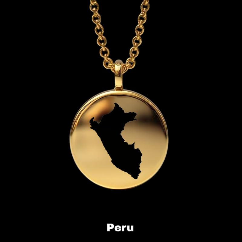 Pendentif carte du Pérou en argent plaqué or, cadeau idéal