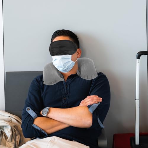 Almohada Inflable de Viaje de Poliéster Gris Compacta miniatura 5