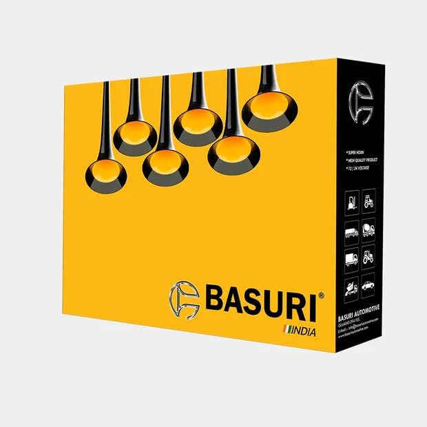 BASURI® Musical Air Horn | 12/24 Volt | 130 DB | Version (Baby Shark 5.0) 24 Super Loud Melodies (Sounds) 6 Pipe (Trumpets) With Turbo Controller For Bus, Truck and Heavy Duty Vehicles