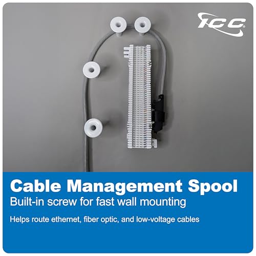 ICC Cable Spool con tornillo incorporado para madera, organizador de cables para pared, pack de 10, plástico duradero – ICACSWDS20 miniatura 4