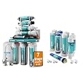 NU Aqua 7-Stage UV and Alkaline Under Sink Reverse Osmosis Water Filter System with Booster Pump + 1 Year Replacement Membrane Filter Set - RO Filtration - Faucet & Tank - 100GPD Undersink