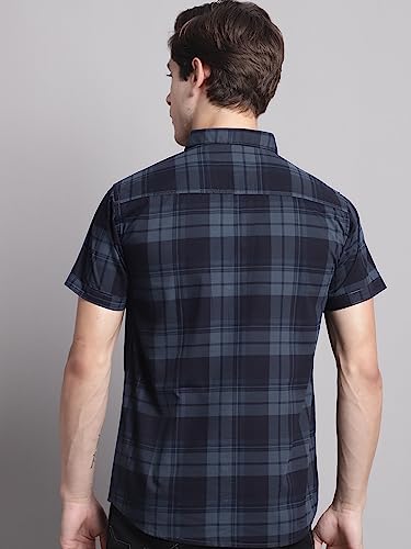 Image of Majestic Man Men Cotton Checkered Half Sleeve Slim Fit Casual Shirt