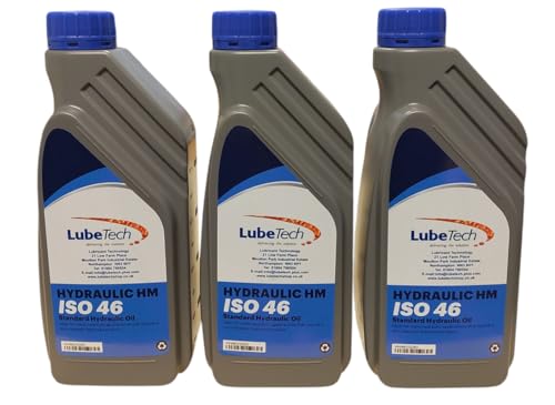 LUBETECH PREMIUM GRADE HYDRAULIC OIL 46 3 X 1 LT, A VIRGIN GRADE ISO VG 46 FLUID MADE IN THE UK NOT RECYCLED