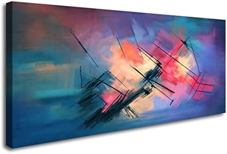 YYYYHPP YP0650 Canvas Wall Art Colorful abstract acrylic painting Wall Art Modern Art on Blue Background Picture Painting for Living Room Bedroom and Office Home Kitchen