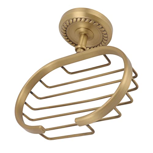 Soap Dish Wall Mounted Draining Soap Saver Twisted Pattern Soap Holder Copper Stainless Steel Antique Soap Rack Metal Self Draining Soap Tray for Bathroom Gold - Image 2