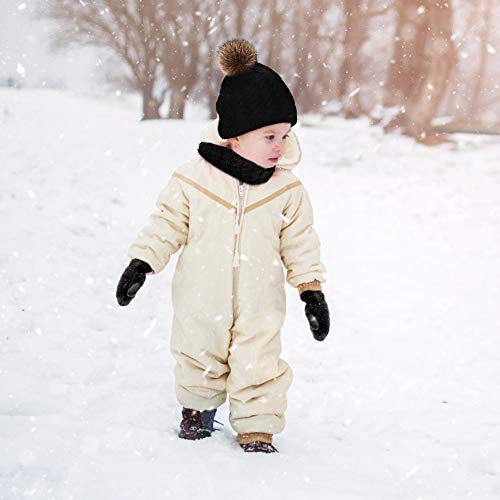 Hicdaw 6Pcs Toddler Baby Winter Hat Scarf Kids Warm Knitted Hat For Beanie Scarf Gloves Set Gift For Kid Black #TOP5