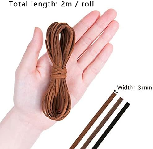 8.7 Yards Leather Cord String, Suede Leather Cord Flat Leather Rope for Jewelry Necklace Making Beading Thread DIY Crafts (3mm x 8m)