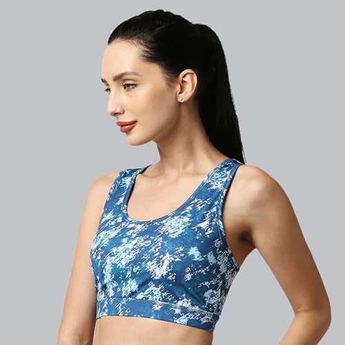 Image of SOIE Women's Medium Impact Quick Dry Padded Racerback Printed Athleisure Sports Bra