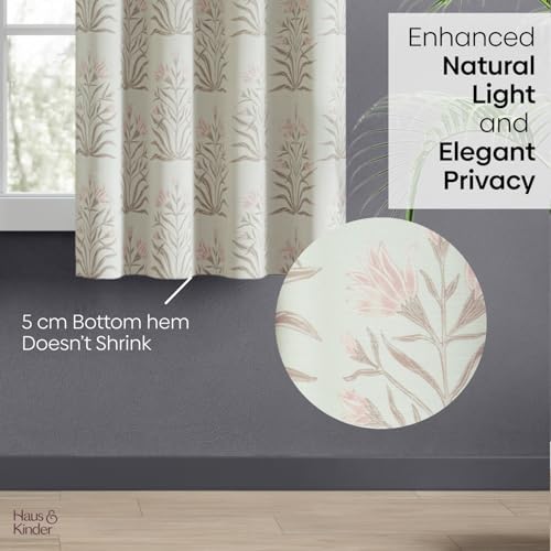 Image of haus & kinder Digital Printed Cotton Window Curtain 5 Feet Long Pack of 1 Window Curtain, 5 Feet Curtain for Window (Petal Drift, Light Pink 130x152 CM)