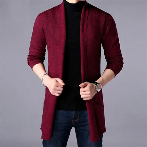 Men's Mandarin Collar Sweaters Autumn Casual Solid Knitted Cardigan Slim Fitted Warm Clothing4