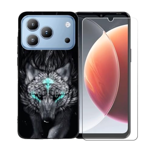 LCEHTOGYE �K�p Blackview Wave 7C +�����K���X�X�N���[���v���e�N�^�[�p�P�[�X�A�K�p Blackview Wave 7C (6,56")�ƌ݊����̂���u���b�N�\�t�gTPU�V���R���Q���P�[�X�ی�J�o�[ BST13