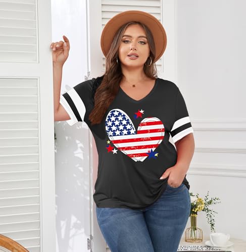 Image of ForHailey Women's Plus Size Short Sleeve Tee Shirt V Neck Basic Ladies Loose Fit T Shirt 1X-5X