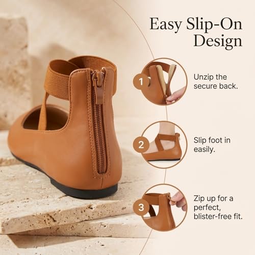 Image of EMMA NEW YORK Ankle Strap Flats for Women, Women Flat Ballerina Shoes, Women's Ballet Flats with Strap