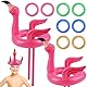 RNHDLY 10 Stück Flamingo Aufblasbar Wurfspiel, Ringwurfspiel Kinder, Aufblasbare Wurfspiel Kinder Outdoor, Wurfspiel Flamingo Aufblasbare mit 8 Ringe für Sommer Hawaii Party Hochzeit Sommer Pool Party