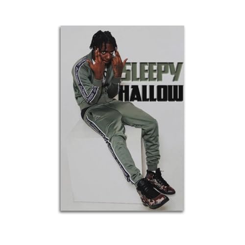 Stampa artistica da parete su tela con copertina dell'album Sleepy Hallow, stampa con autografo, copertina dell'album musicale, pop hip hop, cantante rap, star, decorazione artistica da parete per