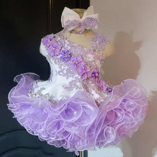 One Shoulder Flared Style National Pageant Dress for Baby Girl Bodice Glitz Cupcake Pageant Dresses PY1963
