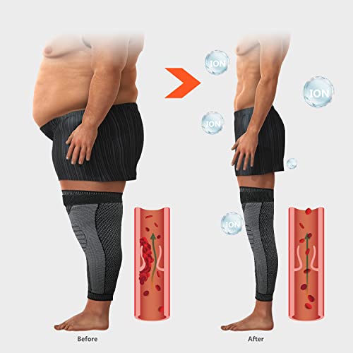 Colorcasa 【2 Pairs】 Tourmaline Acupressure Self-Heating Knee Sleeves, Mugwort Acupressure Shaping Knee Pads, Wormwood Self-Heating Knee Pads For Men And Women (Xl, Black+Orange) #TOP6