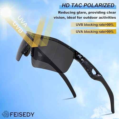 Image of FEISEDY Kids Polarized Sports Sunglasses, TR90 UV400 Baseball Cycling