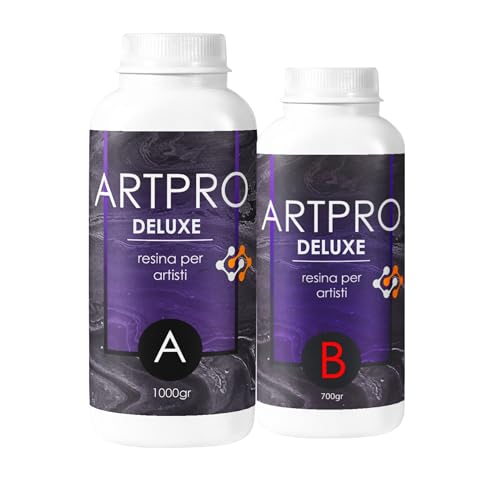 1,7Kg Art Pro Deluxe Epoxidharz: Ideal für schräge/vertikale Oberflächen, für Beschichtungen, Untersetzer, Tabletts - Zertifiziert ungiftig - Technischer Kundendienst auf Deutsch - 100% Made in Italy