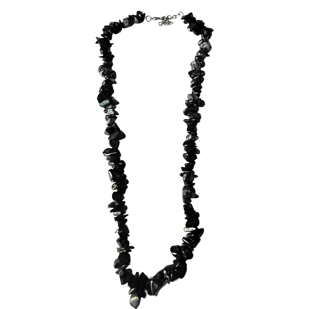 VIE Gemstone Chips Necklace, Snowflake Obsidian