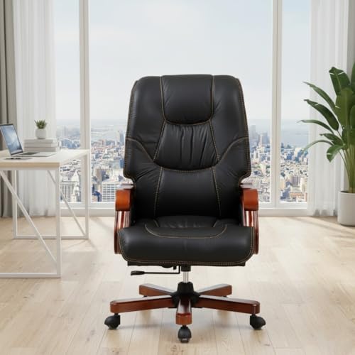 Image of Lakdi The Furniture Director & Executive Chair for office Modern Design, Plyboard with Leatherette, Height Adjustable, Fixed Armrest & Revolving for Ultimate Comfort and Productivity - 111011325 Black