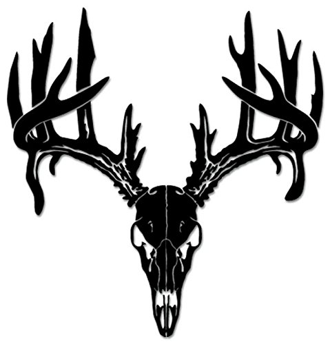 Deer Buck Antlers Hunting Vinyl Decal Sticker For Vehicle Car Truck Window Bumper Wall Decor - [10 Inch/25 Cm Tall] - Matte Black Color #TOP9