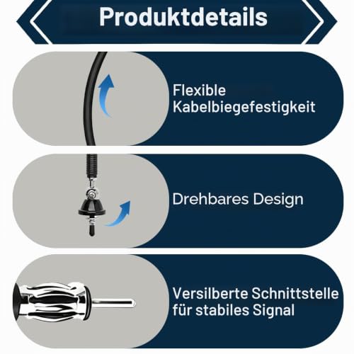 Marine Radio Antenne, Autoantenne Flexibel, Gummi Ente Antenne AM/FM UKW, Wasserdicht Korrosionsbeständig, 180° Schwenkbar, Mit Antennenfuß & Kabel, Für Boot, Yacht, ATV, UTV, Traktor, LKW, 16 Zoll