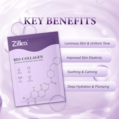 Image of Zilka Bio Collagen Korean Face Mask (Pack of 1) - Niacinamide, Hyaluronic Acid & Fast Absorbing Collagen | Overnight Hydrating Face Mask for Glass Skin | Anti-Aging, Firming, Reduces Fine Lines & Wrinkles | Korean Skincare