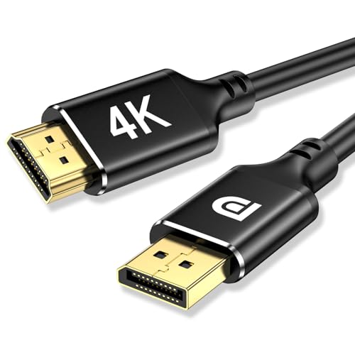4K DisplayPort auf HDMI Kabel 2M unidirektionales DisplayPort-Computer zu HDMI-Monitor, DP 1.2 zu HDMI 1.4 kompatibel mit HP ThinkPad AMD NVIDIA Desktop