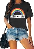 Pride Shirts Women Rainbows Graphic Tees Shirts Free Mom Hugs T-Shirt LGBTQ Short Sleeve Tops