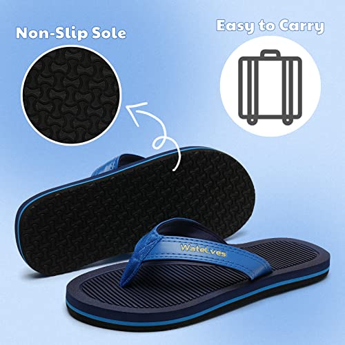 Watelves Boys Girls Flip Flops With Arch Support, Youth Big Kids Summer Slip On Thong Slide Sandals For Beach Pool Shower (Sky Blue, 31) #TOP4