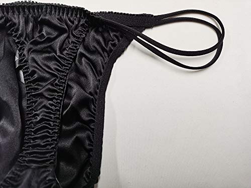 Silriver Men's Silk Satin Thong Pouch T - Back Bikini G-String Underwear (L/Xl, Black) #TOP3