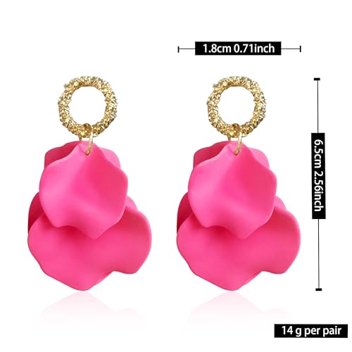 Rose Petal Flower Dangle Earrings for Women Petal Statement Floral Tassel Earrings Valentine Day4