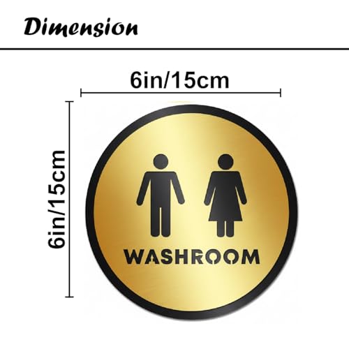 Image of Premium Brush Steel Gold Finish Acrylic Washroom Door Sign Easy to Mount Self-Adhesive Tape Signage for Hotel Office Resort Society Corporate Business Hospital