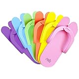 ZMOI 12 Pairs Disposable Pedicure Slippers – Anti-Slip EVA Foam One Size Fits All Flip Flops for Pedicure – Comfortable and Safe – 6 Fun Colors – Ideal for Spa, Nail Salon