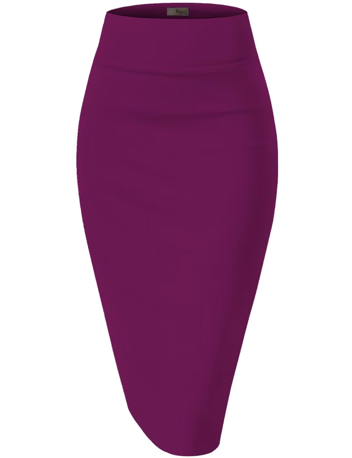 Hybrid &amp; Company Women's Premium Nylon Ponte Stretch High Waist Pencil Suit Skirt Below Knee