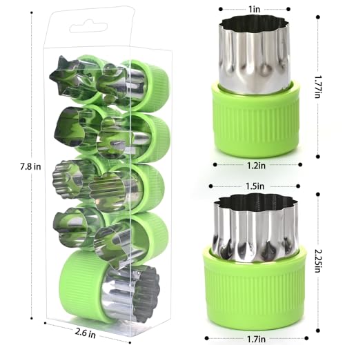 9 Pcs Vegetable Cutter Shapes Set, Stainless Steel Cookie Stamps Mold for Baking, Multi Shape Size Animal Cookie Cutters, Green - image 2