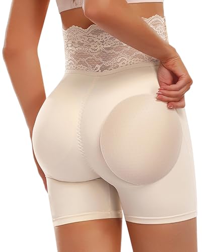 POP CLOSETS Butt Padded Underwear for Women Butt Lifter Shorts, Beige, L