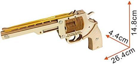 Oray168 3D DIY Wood Puzzles,3-D Assembly Wooden Jigsaw Woodcraft Revolver Gun Rubber Band Gun Pistol Handgun 3D Wooden Puzzle Toys for Kids 8+ and Adults (Revolver Gun)
